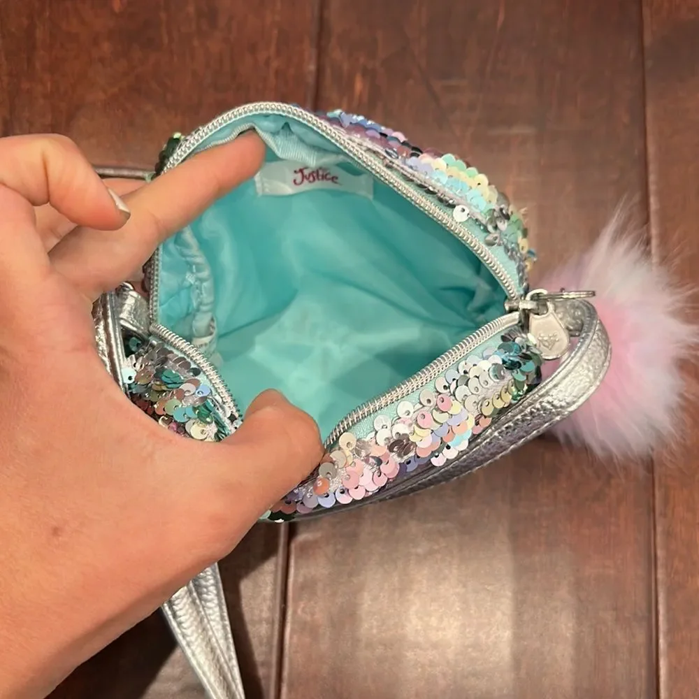 Letter E sequin crossbody bag